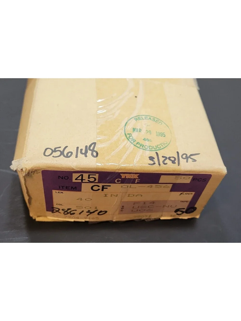 Vintage YKK White Zippers 40 Inch Long No. 501 One Box NOS Open Box (A)